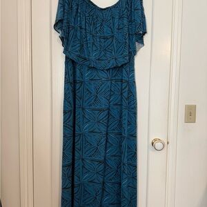 EUC Tanoa Blue and Black Maxi Dress 2X